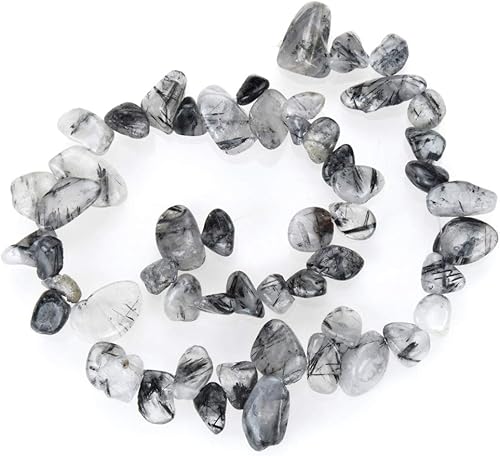 Adabele - 1 hebra de piedra preciosa curativa de cuarzo negro natural rutilado forma lágrima Briolette de 0.394-0.787 in, cuentas colgantes de 15