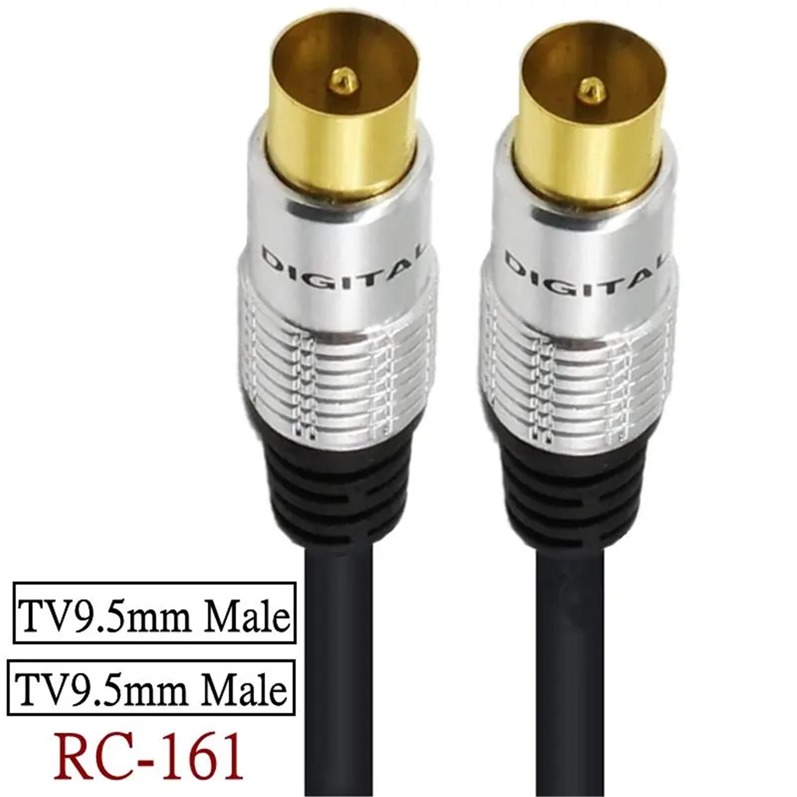 Kabel przedłużający RG59U 9,5 mm do telewizora męskiego na żeński kabel koncentryczny do telewizora satelitarnego Modem kablowy Set-top box pozłacany (2 m, TV9,5 mm M-M)