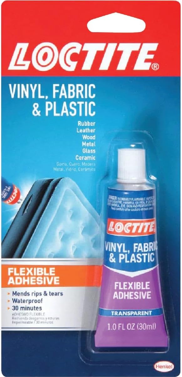 Loctite 1360694 Vinyl Fabric & Plastic Repair Flexible Adhesive, 1 oz, Clear