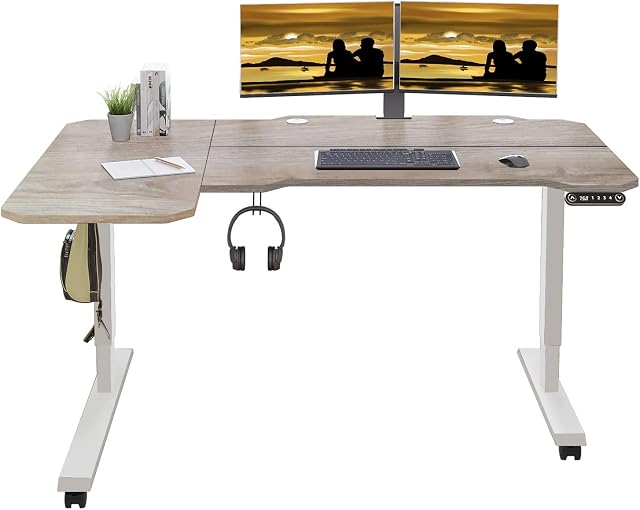 IvyIvy elektryczne biurko z regulacją wysokości, biurko do siedzenia i stania z 4 funkcjami pamięci, blat stołu (dąb, 78 x 150 cm)