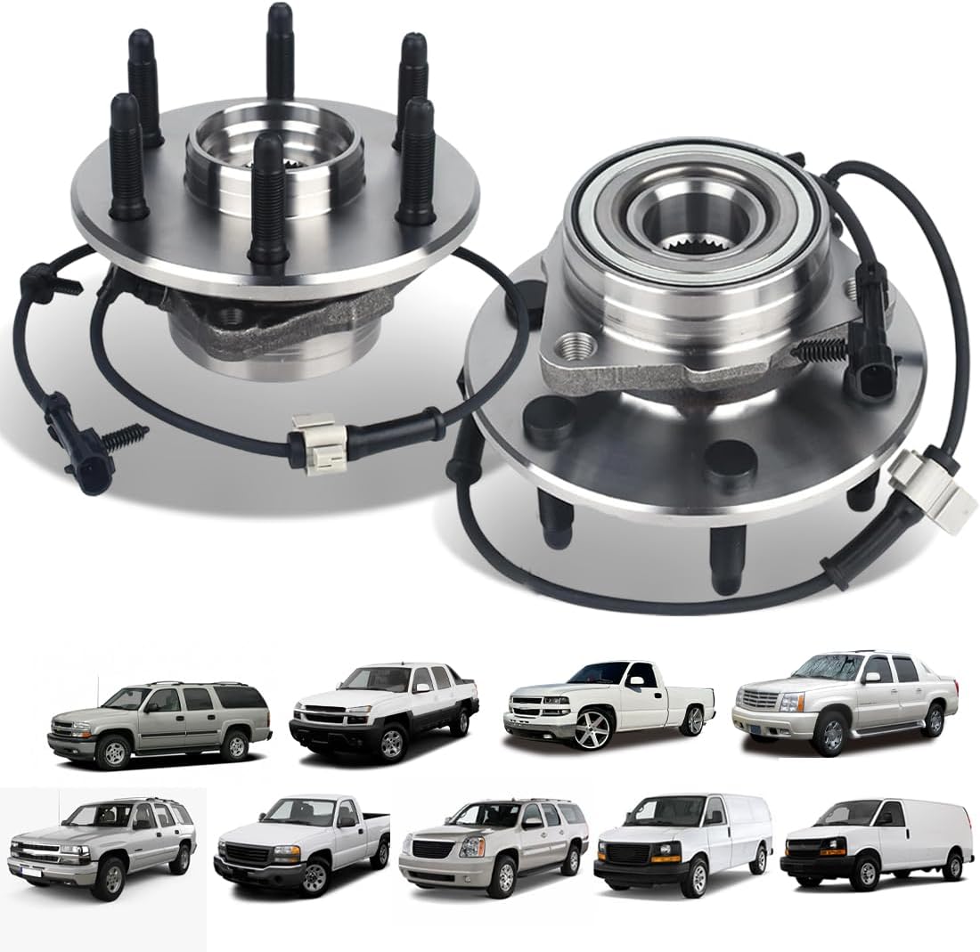 2PCS Front Wheel Hub Assembly Pair FIT for 1999-2006 Silverado Sierra 1500 4WD AWD, FIT for 2000-2006 Tahoe Yukon Escalade 4WD, Replace 515036 (6-Lug, 33T Spline)