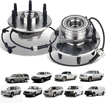 2PCS Front Wheel Hub Assembly Pair FIT for 1999-2006 Silverado Sierra 1500 4WD AWD, FIT for 2000-2006 Tahoe Yukon Escalade 4WD, Replace 515036 6-Lug, 33T Spline