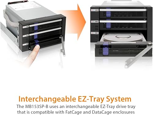 Miniatura 3 de ICY DOCK Carcasa de 3 bahías 2.5"/ 3.5" SATA/SAS Disco Duro SSD Hot Swap Backplane en 2X 5.25 Bay | FatCage MB153SP-B