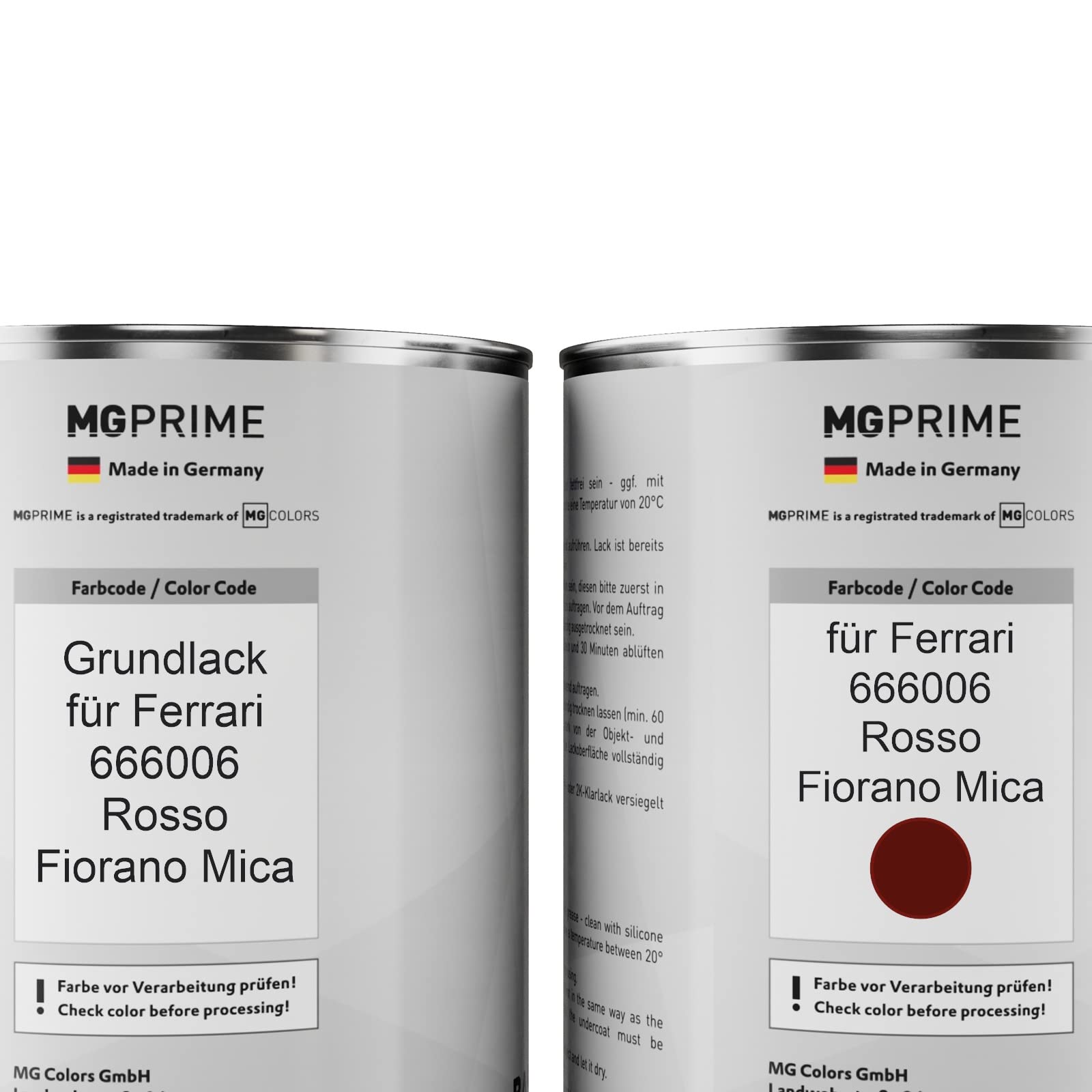 MG PRIME Lakier samochodowy Zestaw puszek dla Ferrari 666006 Rosso Fiorano Mica Podklad Lakier bezbarwny 2K Utwardzacz gotowy do natrysku 3,5L