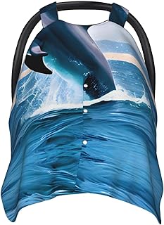 Jumping up Dolphins Infant Car Seat Sunshade Designed to Shield Newborns from Sun or Wind