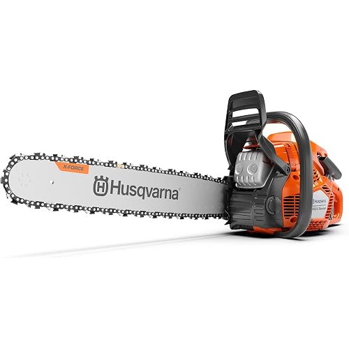 Husqvarna 450X Rancher Gas Chainsaw 20 Inch, 50.2-cc 3.4-HP, 2-Cycle X-Torq Engine with Autotune For Cutting Firewood, Gifts for Men, 970702450