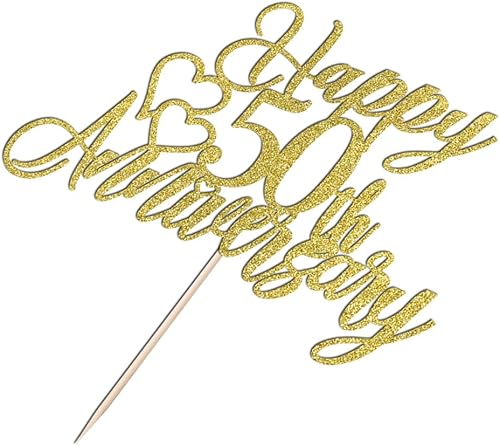 Miniatura 4 de Decoración para tartas de 50 aniversario, decoración de fiesta de 50 aniversario, 50 cumpleaños, aniversario de boda, suministros de decoración de