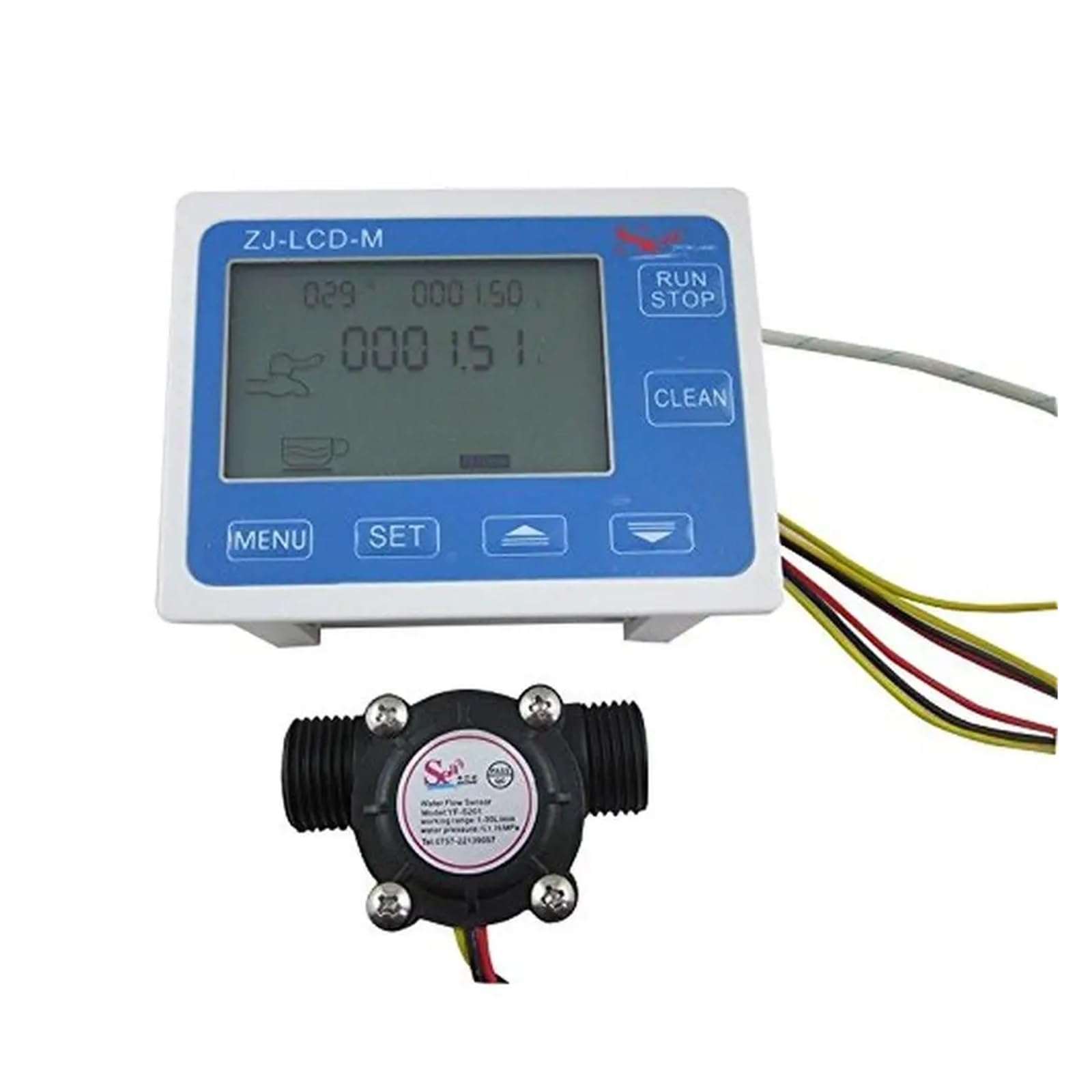 Medidor De Sensor De Flujo De Agua Pantalla LCD 1-30L/min Control Cuantitativo En Tiempo Real Total K Precisión Constante Modo De Operación Apagado 1A 24V para el jardín