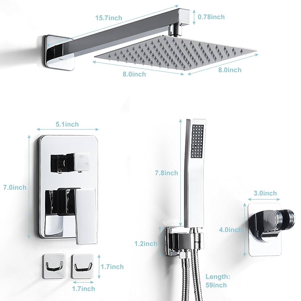 金属製クロームシャワーヘッド Amazon.co.jp: クロムシャワーシステム 8インチ ハンドヘルド