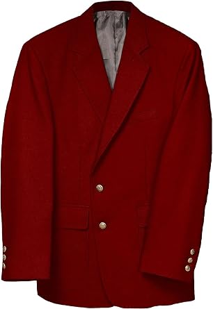 Edwards Garment Mens Classic Two Button Single Breasted Blazer, RED, 48 Regular