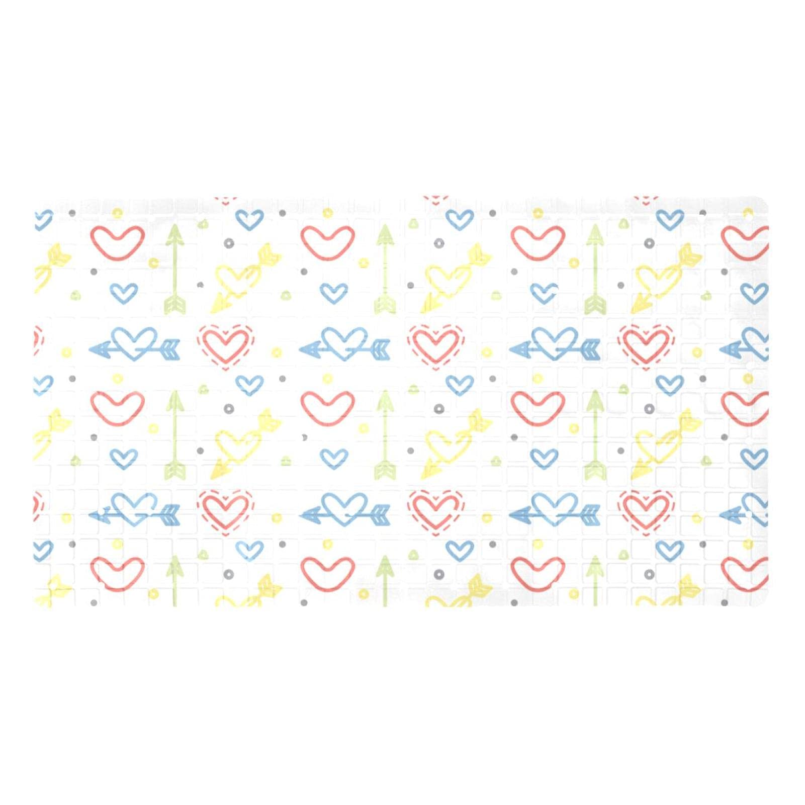 Tapis de bain antidérapant Bennigiry 40x70 cm avec ventouses et motif cœur