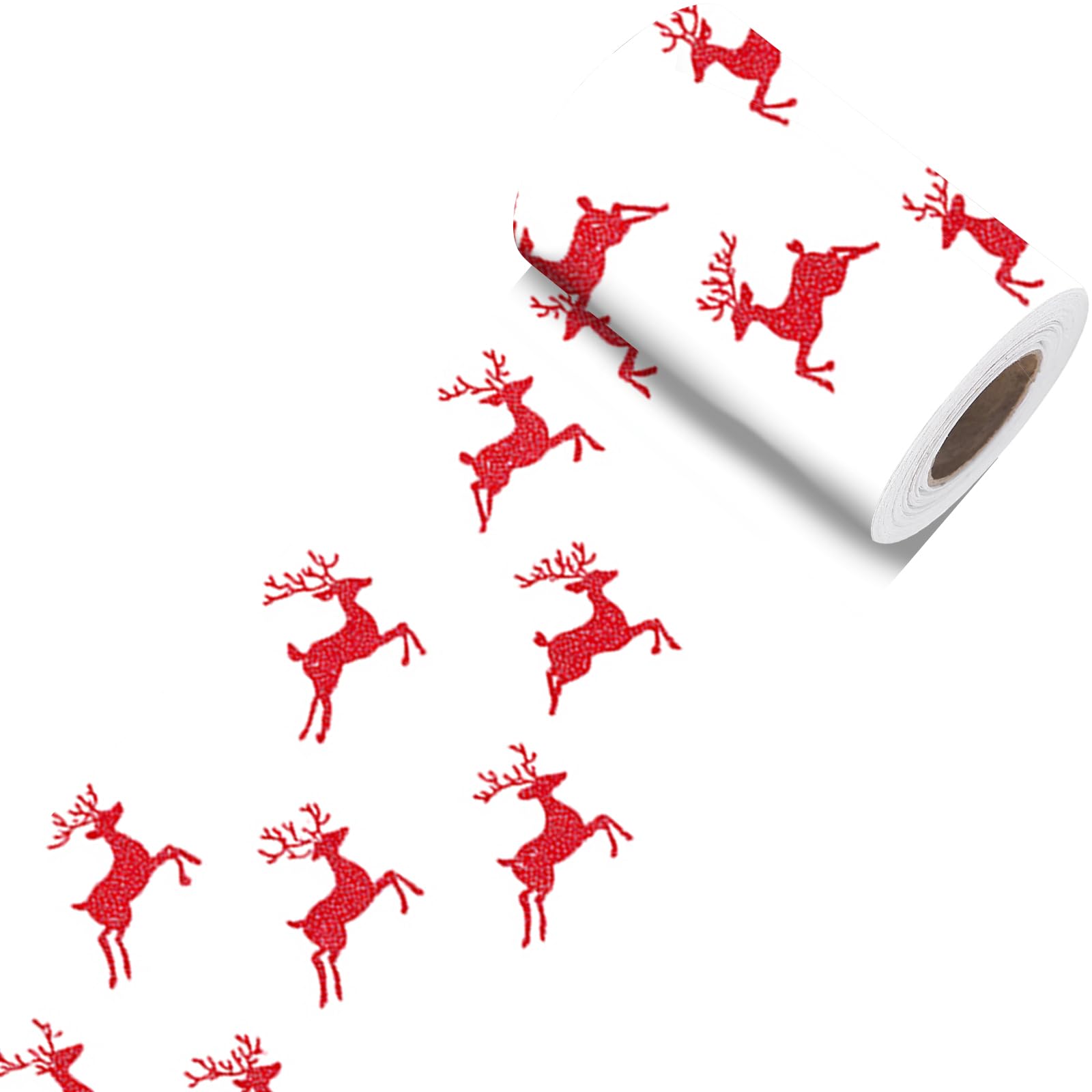 Nuxovilar Red Reindeer Winter Peel Stick Wall Border PVC 3.94x16.4'