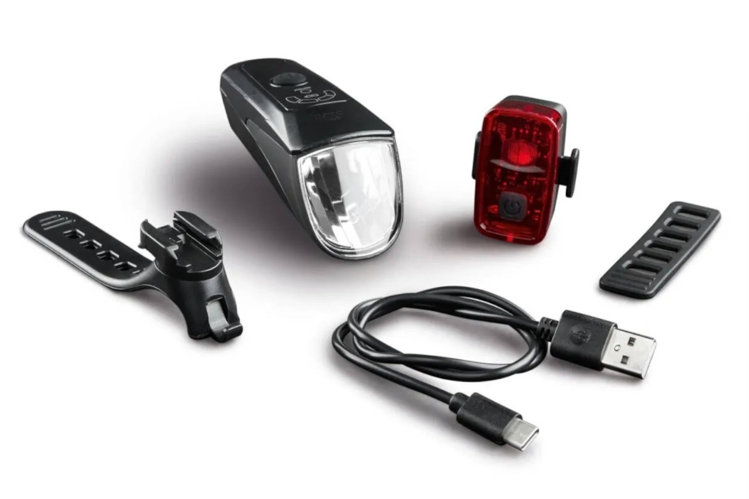 LED Fahrrad Leuchten Set mit USB-C Fahrradbeleuchtung Licht 15/30/70 Lux Automatische Lichtsteuerung Spritzwassergeschützt Passend für alle gängigen Fahrradtypen