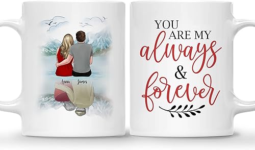 Gossby Taza personalizada para parejas, regalo personalizado para parejas, marido, esposa, novio, novia con diseño, nombre, San Valentín, boda,