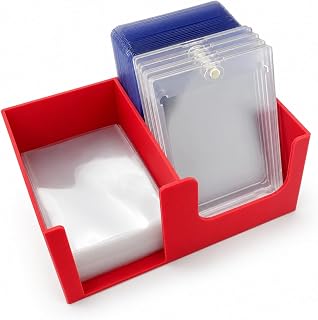 Card Care Lite - Toploader Dispenser Stackable Card Storage Box - Penny Sleeve Holder (Red)