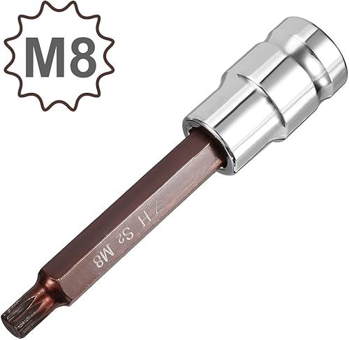 Miniatura 2 de uxcell Broca cuadrada triple M8 de 12 pulgada x M8 (0.315 in), puntas de acero S2 CR-V sockets 4 pulgadas de longitud uso con llave de trinquete,