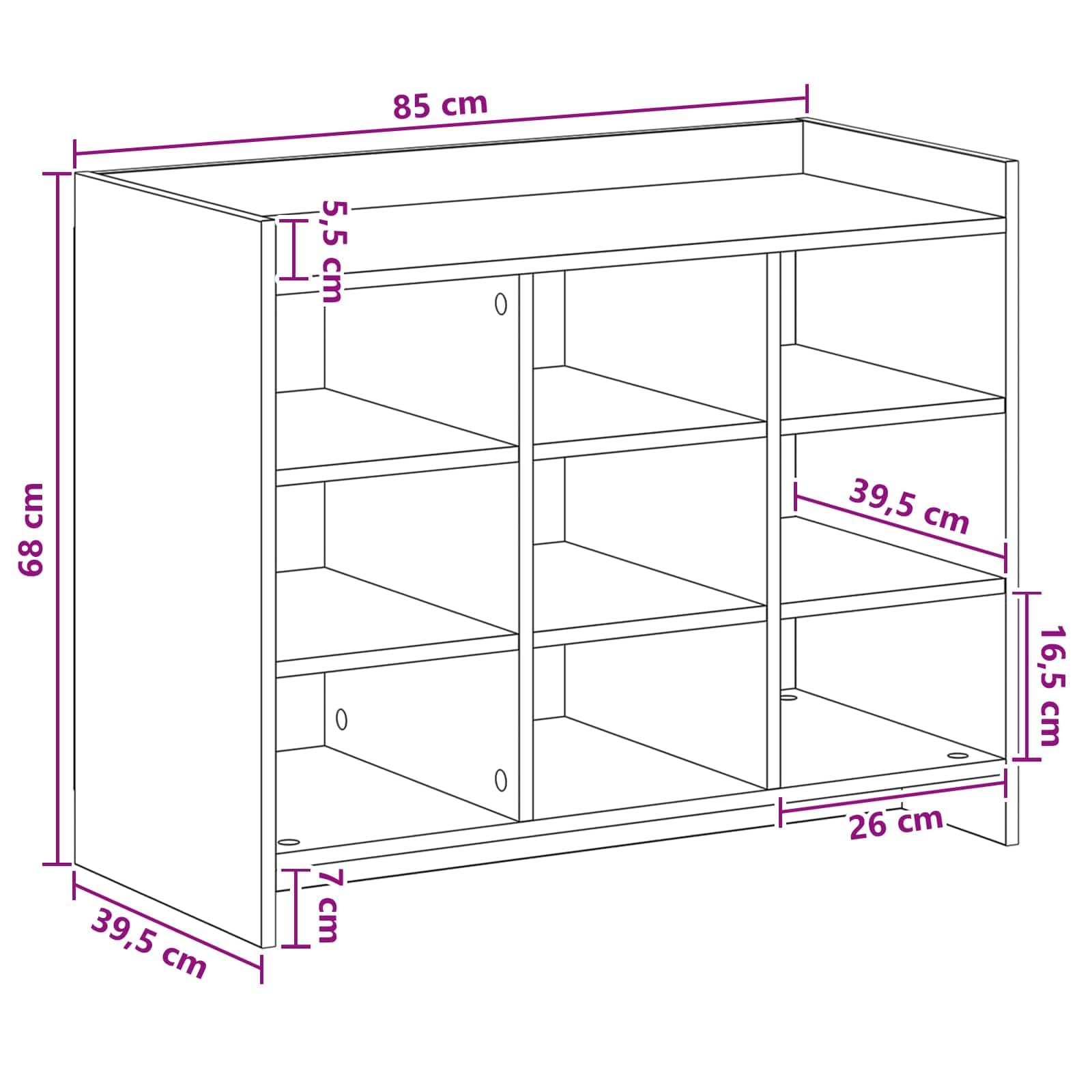 Szafka na buty Dąb dymny 85 x 39,5 x 70 cm