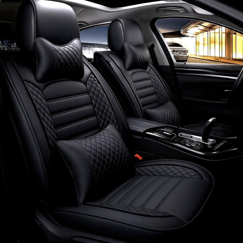 Image of RideoFrenzy Streak Full Black Seat Covers for New Kia Seltos 2026 | Skin Fit Tailor Made | 20mm HDR Foam Bucket Fit Seat Cover