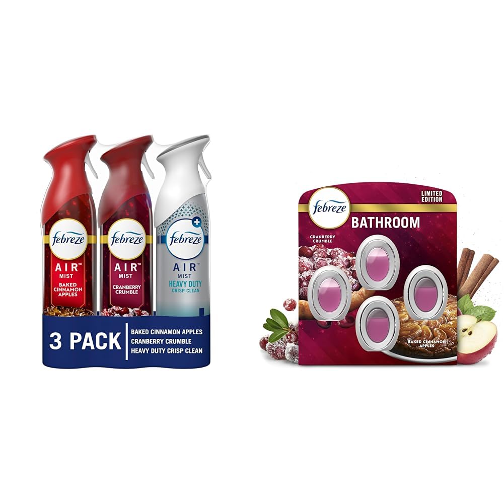 Febreze Air Effects Odor-Fighting Air Freshener Spray Plug In Alternative Apple Cider Cranberry Tart Heavy Duty Crisp Clean
