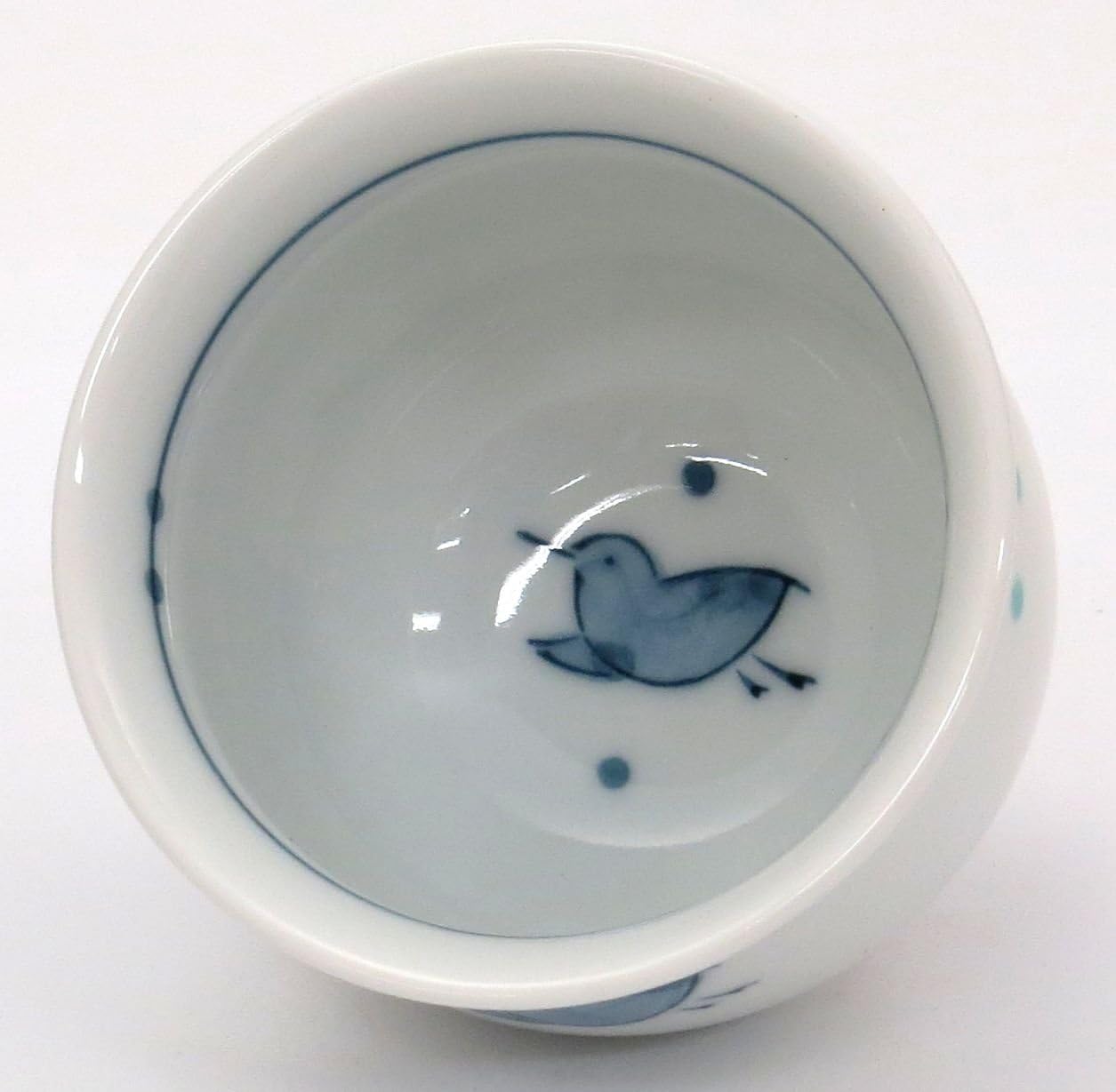 24to3西富陶磁器(Nishitomi) Hasami Ware MTK-37 Miyako Kiln Small Bird Mini Cup, Blue