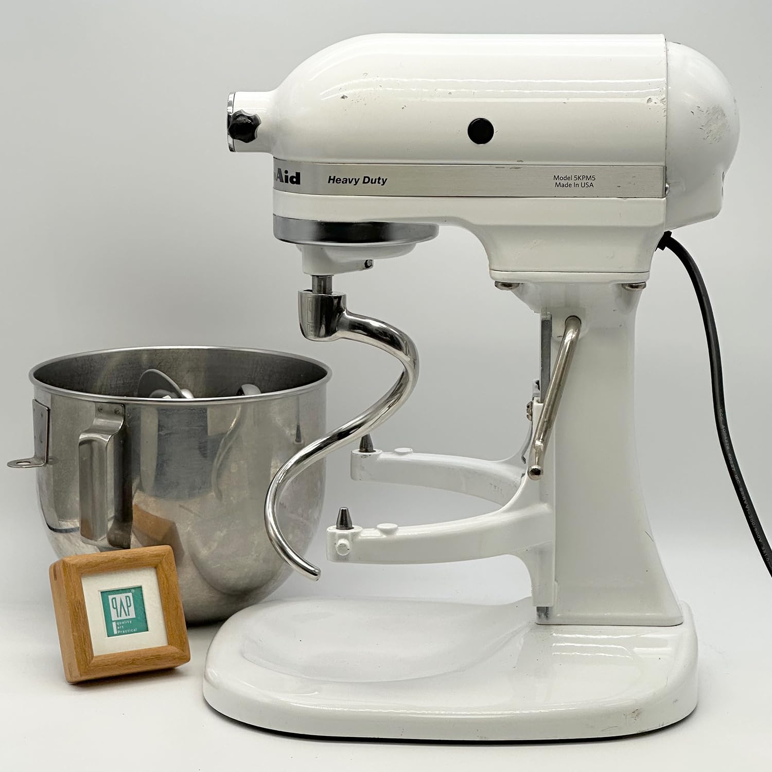 Gancho de masa en espiral duradero, compatible con batidoras KitchenAid Heavy Duty Series de 5 cuartos de galón (K4, K5, K5A, K5SS, KSM5, KDM5, KPM5, KP50, KSM50, KPM50, KSM450, KSM500, KPD162,