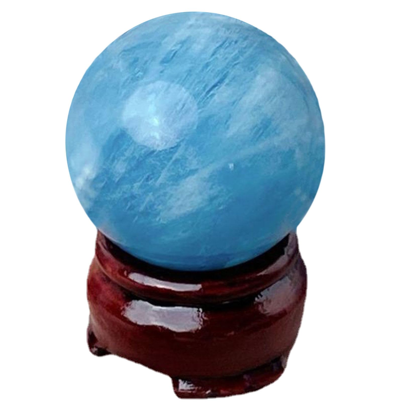 FOPURE Crystal Ball with Stand Gemstone Sphere Sculpture Figurine Balls for Witchcraft and Decorative,17-19mm-Aquamarine