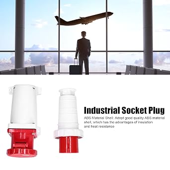 Industrial Socket Plug Connector, Heavy Duty 3 Phase Power Plug 4Pin 63A 3P+E 380415V IP67 for Industrial Chemical Plants