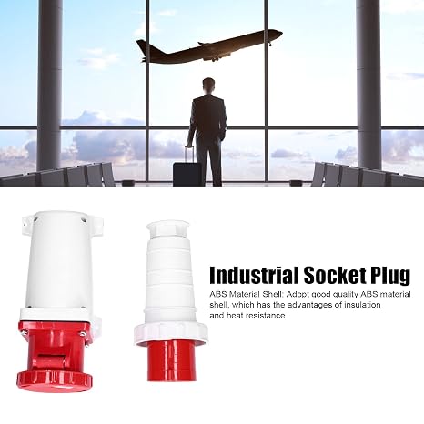 Industrial Socket Plug Connector, Heavy Duty 3 Phase Power Plug 4Pin 63A 3P+E 380415V IP67 for Industrial Chemical Plants