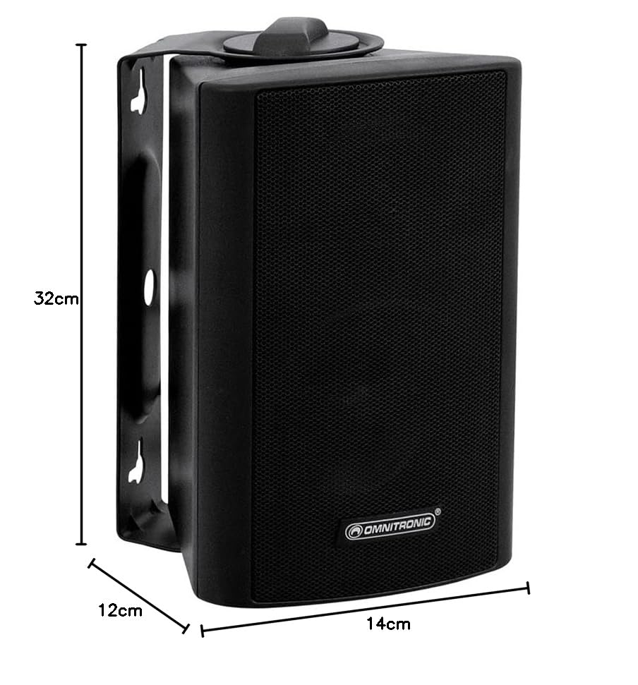 Altavoz de 2 vías Omnitronic elegante acabado negro con conexión estable de cable 6