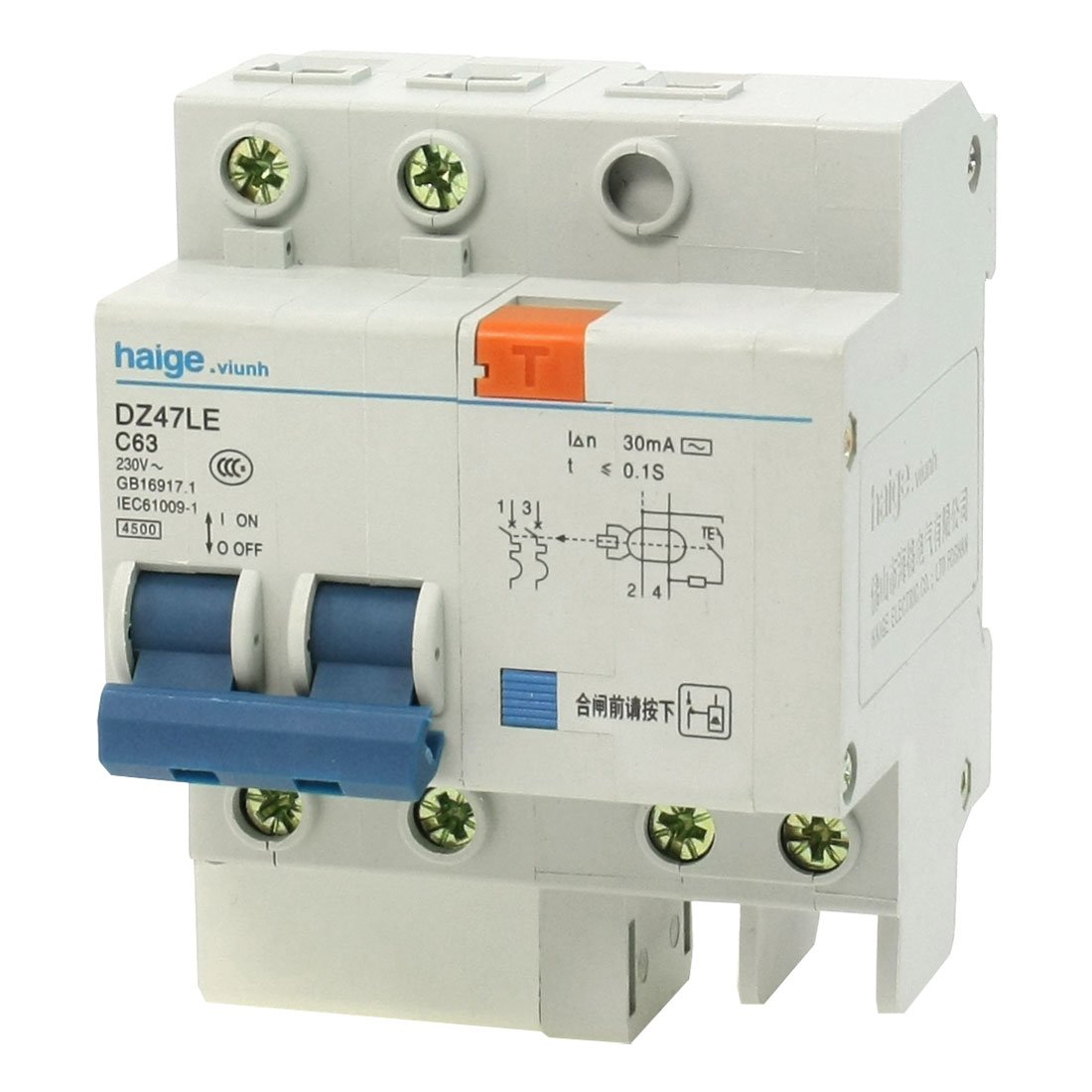 IEUMJNAT Overload Protection 2 Pole -Professional - Leakage Circuit Breaker AC 230V 63A