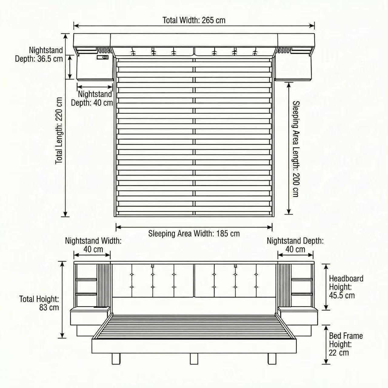 Estructura de Cama Flotante 180x200cm con Cabecero Modular Simetrico de Almacenamiento Compartimentos Abiertos Cajones de Guardado y Base de Lamas de Madera para Adultos Naturalmente