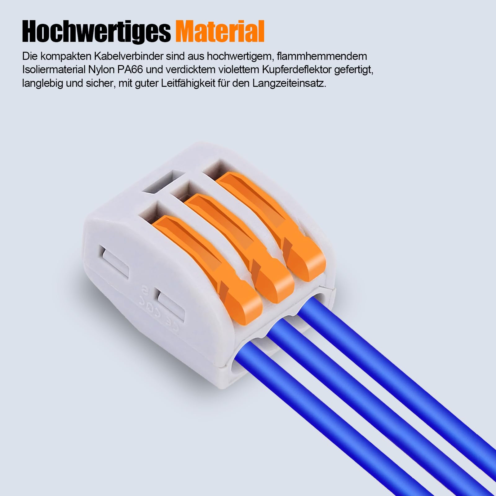 Łączniki kablowe, 60 sztuk zacisków elektrycznych z dźwignią uruchamiającą, zaciski kablowe 4 mm², zaciski łączące, zaciski łączące, zaciski elektryczne, do kabli stałych