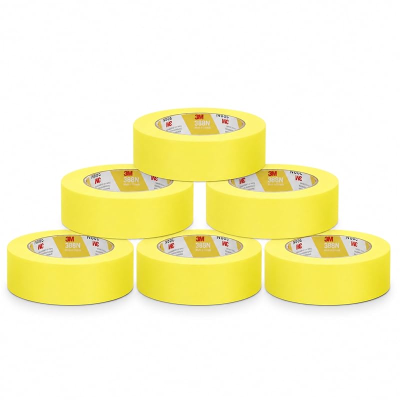 Fita crepe para mascaramento automotivo 3M 388N 06654 amarela, 36 mm x 55 m – 6 rolos