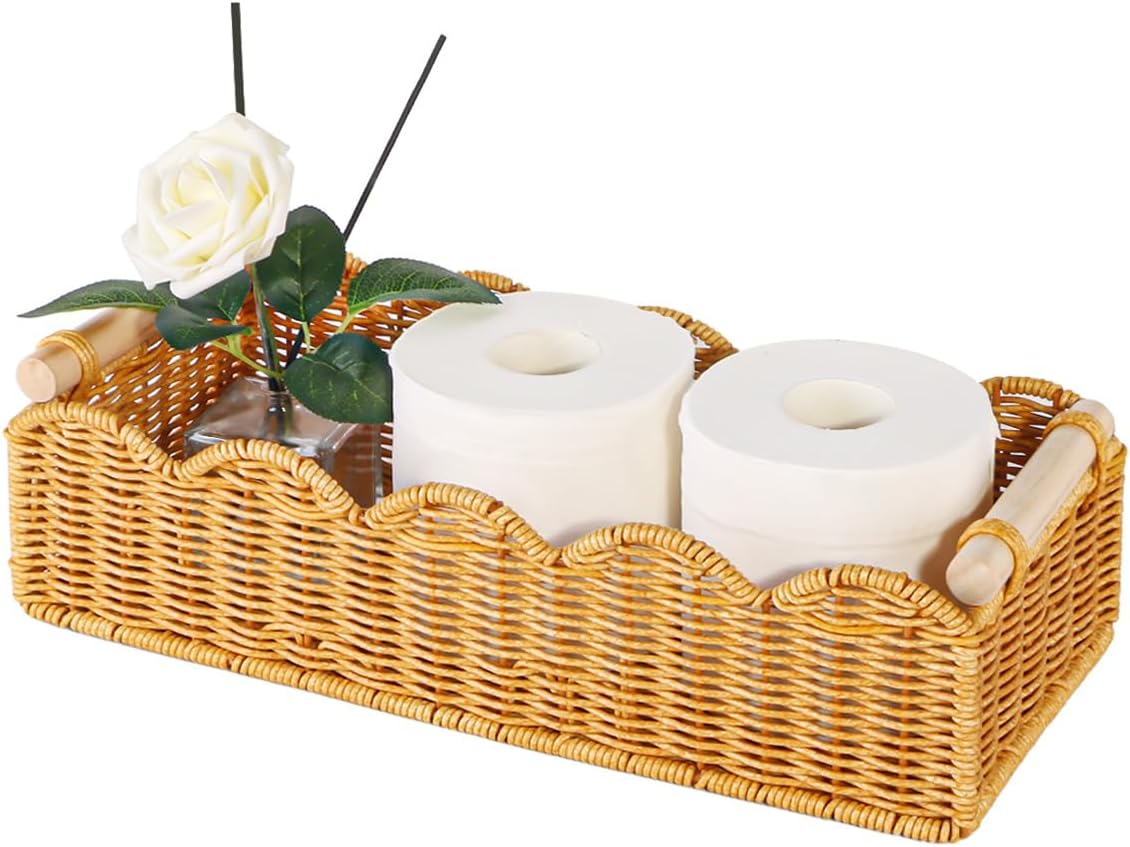 Toilet Paper Basket Wicker Bathroom Storage Basket Organizer