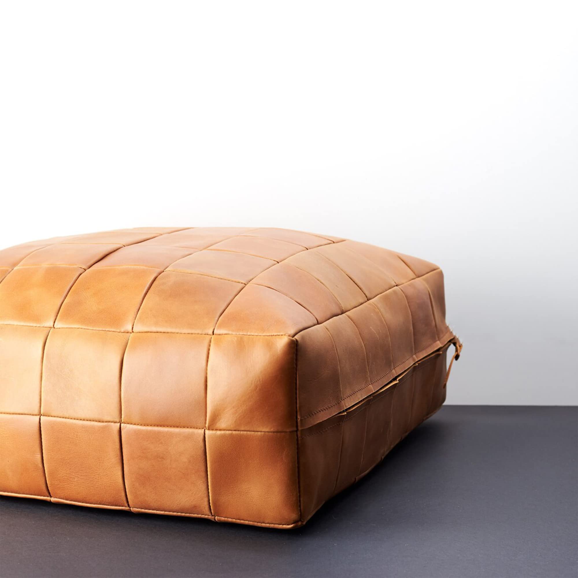 MARRAKESH STYLE Amazing & Beautiful, Original Poufs marokkanischer Lederpouf, Naturleder-Poufs, Heimgeschenke, Hochzeitsgeschenke, ungefüllt (quadratischer Boden, Caushion Brown)