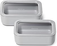 Vista 13 de Caraway Set de 2 piezas de recipientes de vidrio para almacenamiento de alimentos - (2) recipientes de vidrio de 1.75 tazas - Vidrio recubierto
