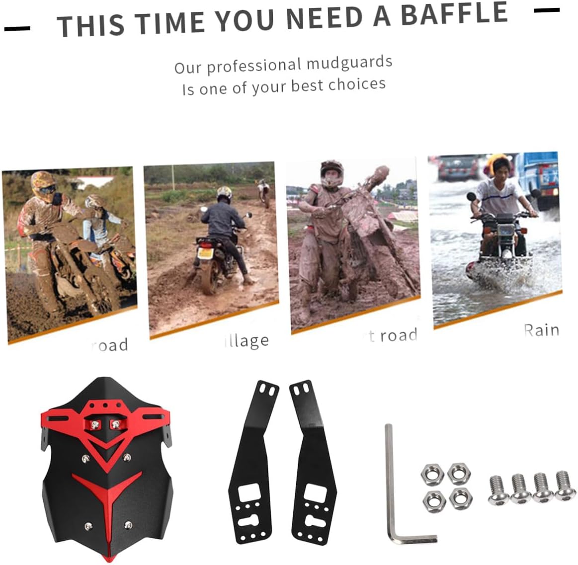 Aluminum Alloy Rear Mudguard for Motorcycle, Off- Accessories, Guard Compatible with Dirt Bikes and Trail Riding