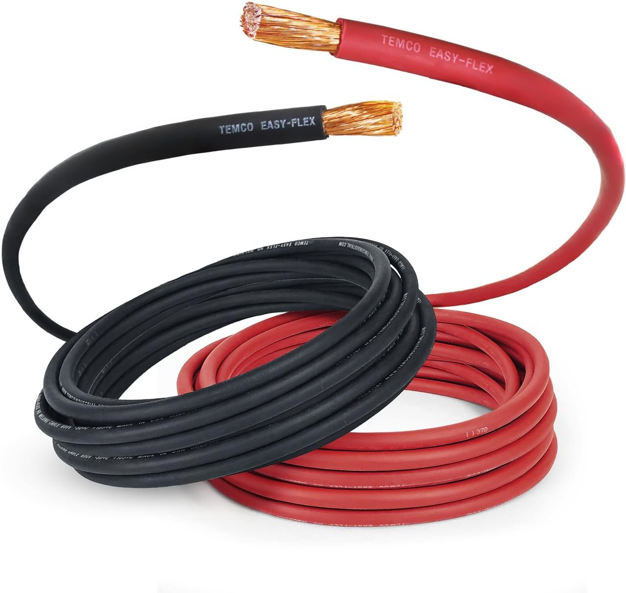 TEMCo 2/0 Gauge AWG 100 Ft Black + 100 Ft Red Flexible Pure Copper Made in USA Welding Cable Battery Wire - Heavy Duty Solar, Inverter, Car, RV, Truck