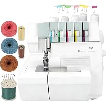 2-3-4-5 Stitch Capability Overlocker Serger, Professional Heavy-Duty Coverstitch Serger, 150W Sewing Machines with Foot Controller Trim Trap