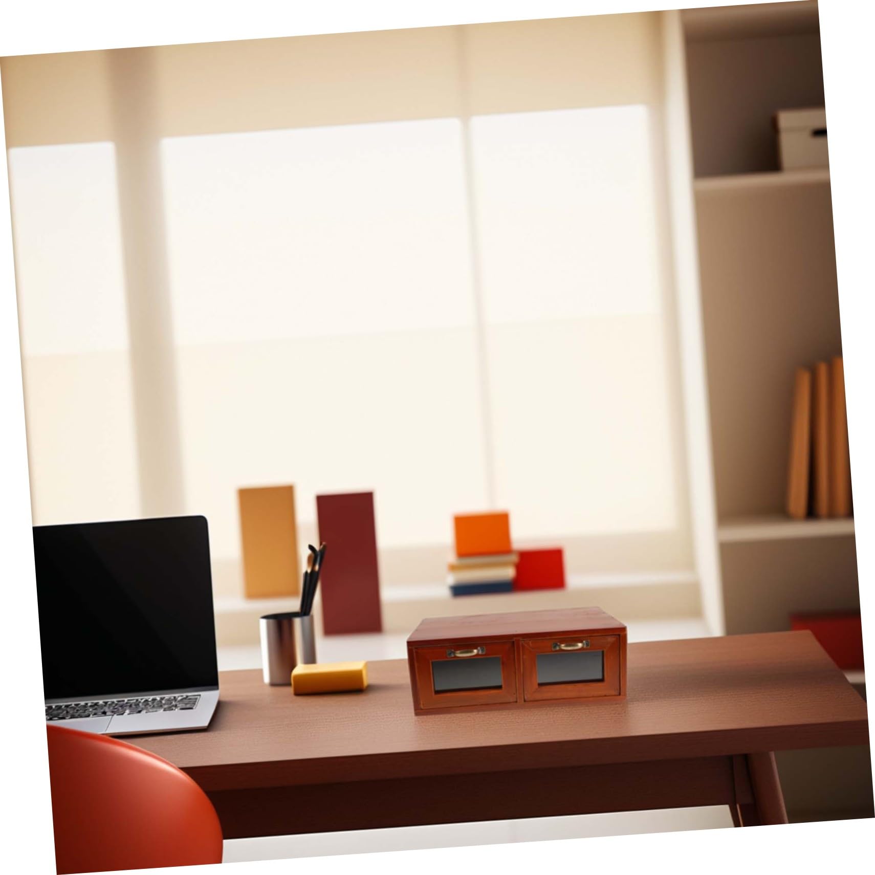 Mipcase Alzata per Monitor Supporto per Laptop e Monitor Multifunzionale in Legno con Cassetto Acrilico con Organizer da Scrivania ed Elegante Design per Ufficio