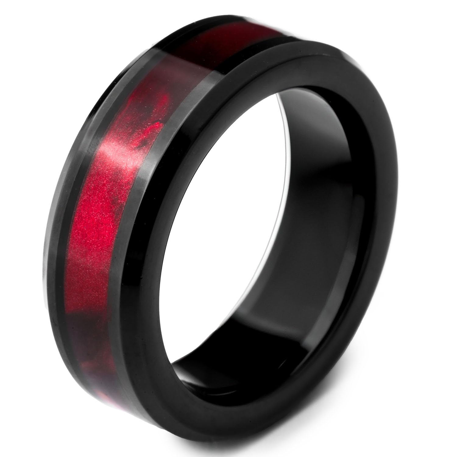 Mesmerize Mens Bold Designer Rings Collection | Black Stainless Steel, Flash Red, Carbon Fibre, Wood Inlay, Damascus Design Rings for Men (Flash, 10) (B0CYQ7QK7S) Amazon Price History, Amazon Price Tracker