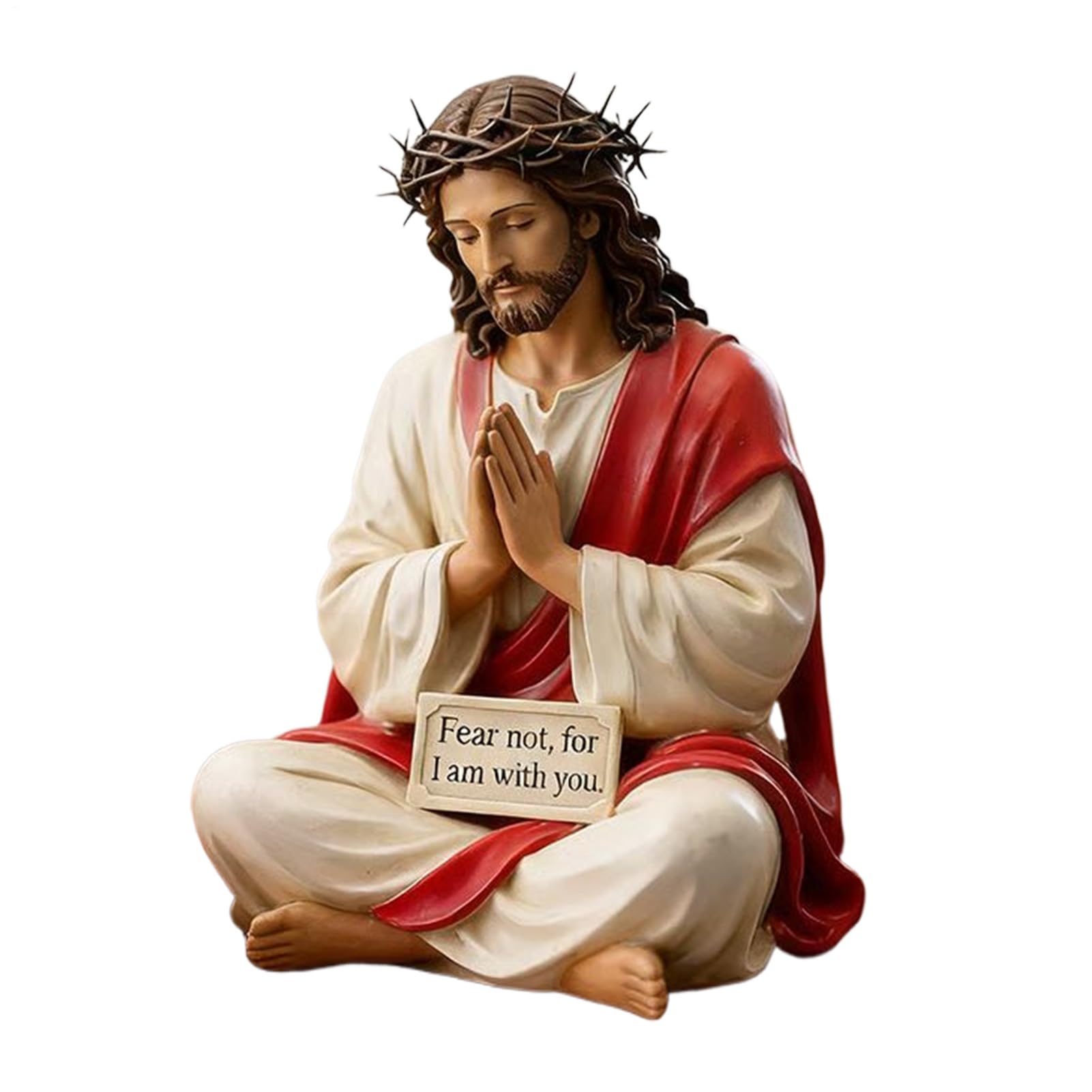 Jesus Resin Desk Companion Figurine ''I Am With You Always'' Sign Jesus Statue Decor Handmade Sitting Design Christ Statue For Home Office Table Decor Religious Decorations