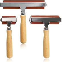 Pumtus 3 Sizes Rubber Brayer Roller, 6,4,2 Inch Soft Printmaking Brayer Tool with Wood Handle, Vinyl Paint Roller for Crafting, Art Paint Brush for Stamping, Wallpapers, Tape, Ink, Gluing, Scrapbook