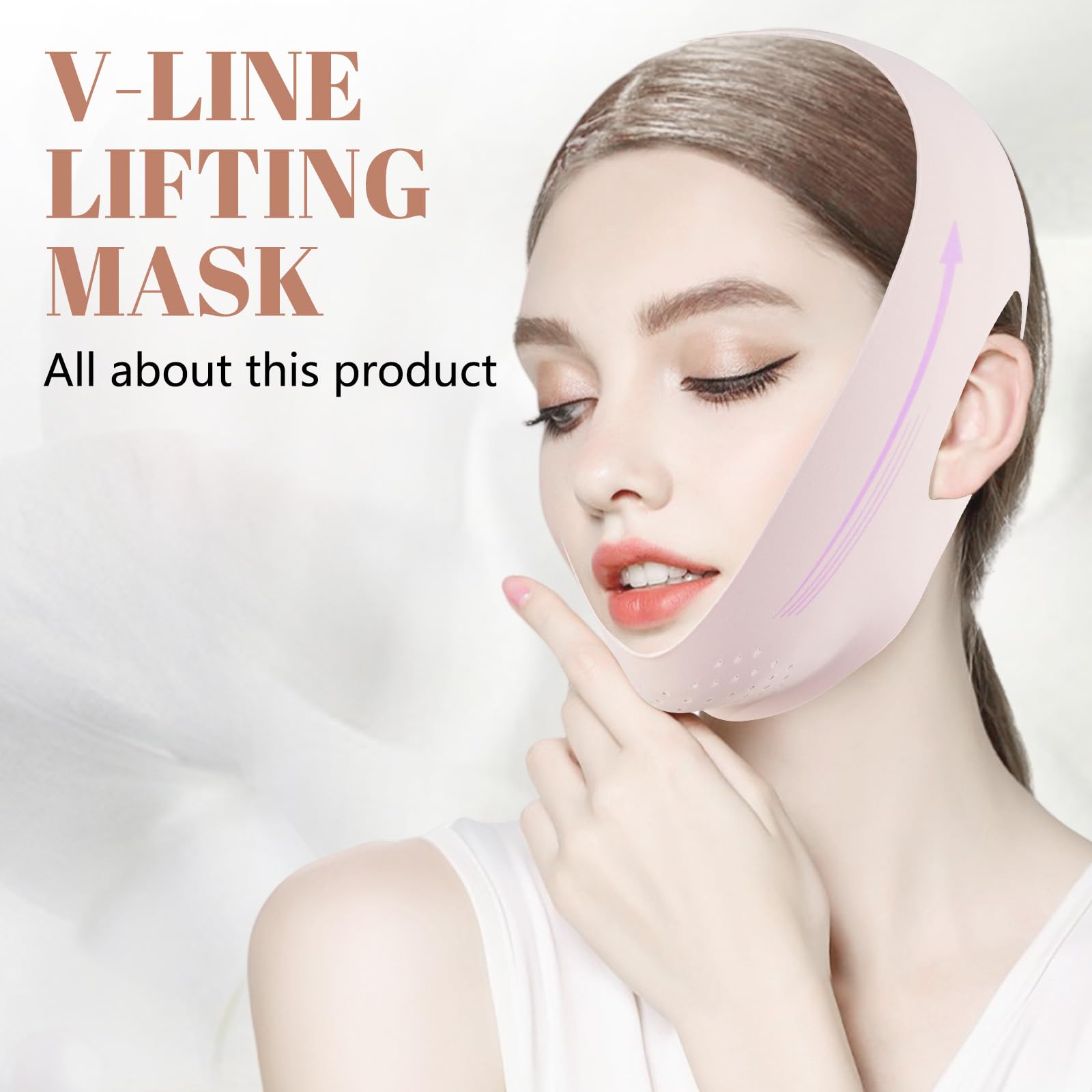 Reductor de Papada,Papada Reductor Mujer,Correa Facial Adelgazante Mentonera y Lifting Tape Reutilizable y Ajustable, Faja Facial Definidor de Mandíbula, Cinturón Facial con Efecto V - Line