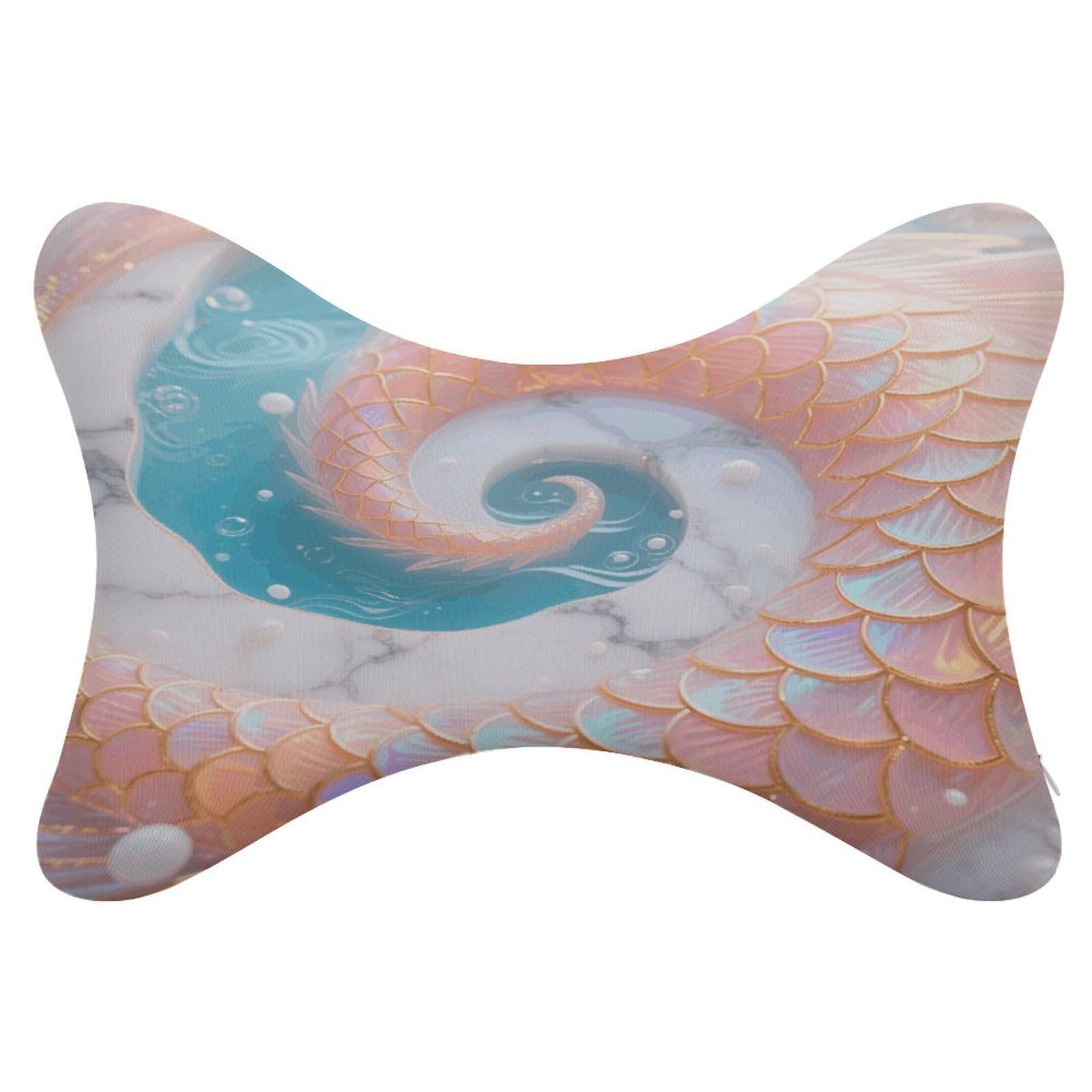 VstaDank Mermaid Fish Scales Marble Car Pillow Soft Car Neck Pillow Breathable Dog Bone Shaped Travel Neck Pillows Washable Removable All-Season Universal Cars Head Rest Pillows