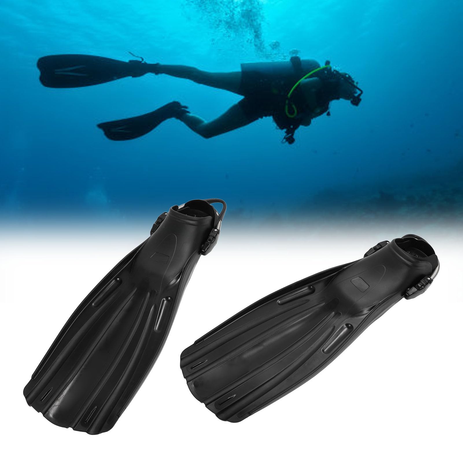 Generic Aleta para Pies Subacuática Diseño Ergonómico Negro Premium para Buceo y Apnea 2 Piezas