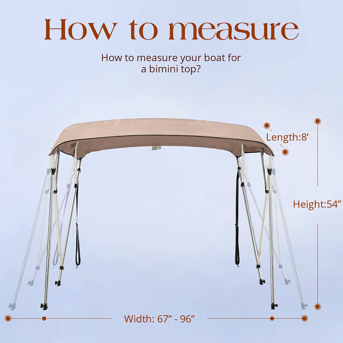 KING BIRD 4 Bow Bimini Top Cover Sun Shade Boat Canopy Waterproof 1 Inch Stainless Aluminum