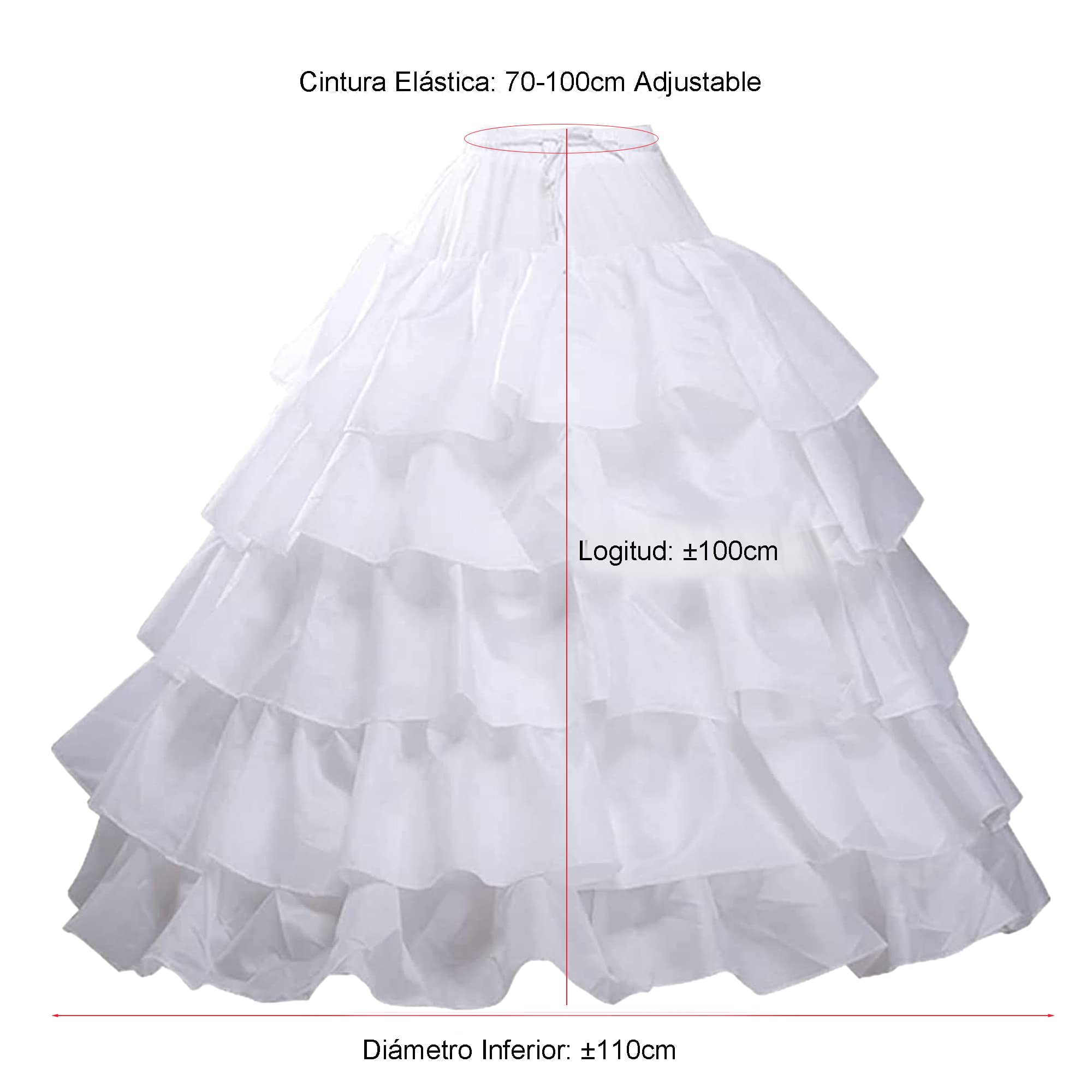 Cancan niña comunión, Can can para dar volumen a vestidos de mujer, Rockabilly Enagua de crinolina vestido novia bodas falda fallera Miriñaque para vestidos época y lolita (BLANCO ADOLESCENTE/ADULTO)