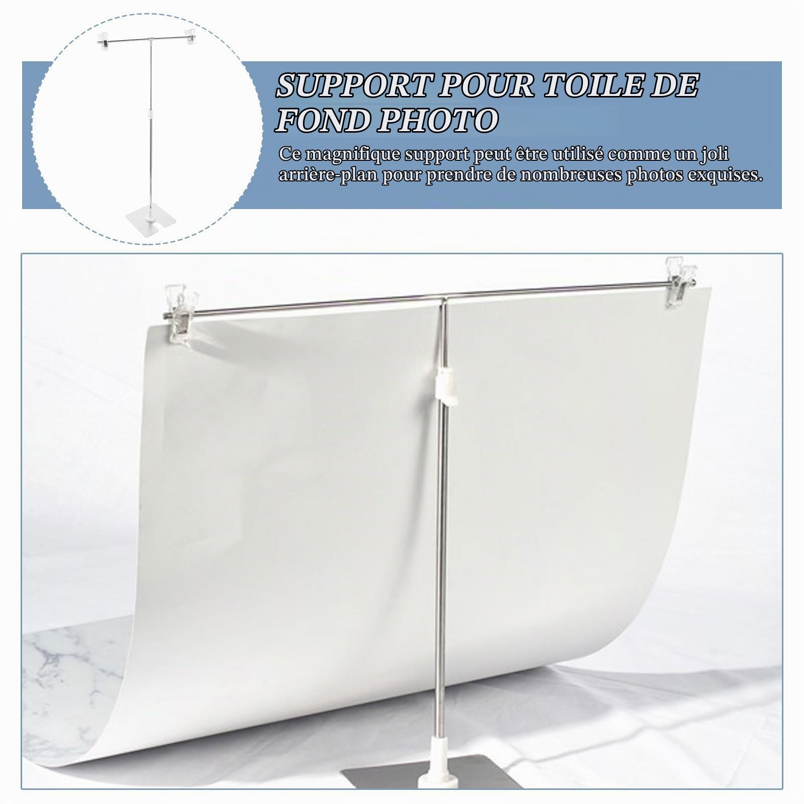Hemobllo Support De Fond Photo Réglable en Forme T Mini Cadre De Fond pour Studio Photo Idéal pour Bijoux Cosmétiques Nourriture Et Nature Morte Pack De 2