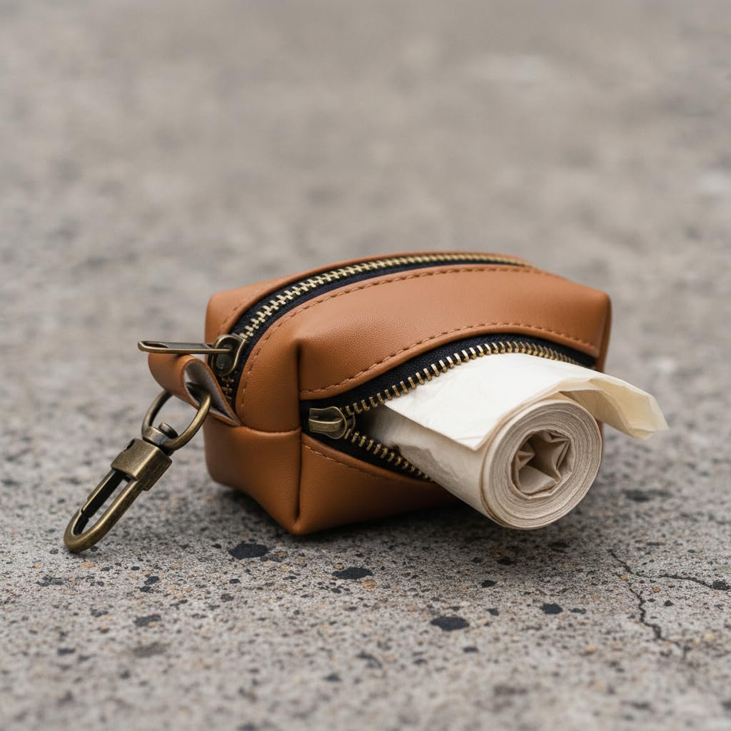 STYLEHEAVEN® Zipper Leather Dog Waste Bag Holder for Outdoor Walks